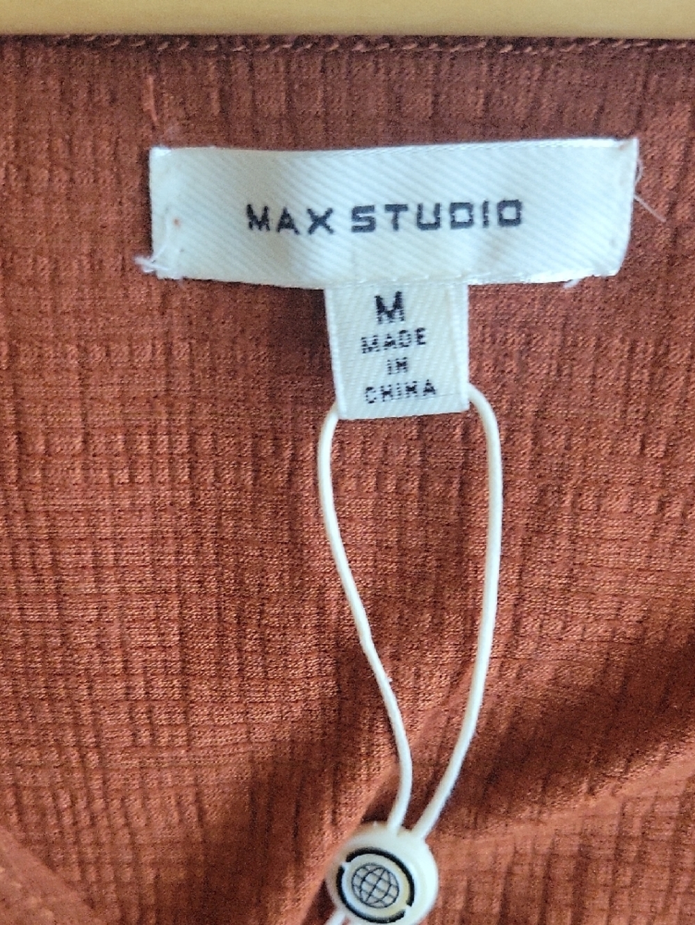 Max Studio Rust Drawstring Wrap-Front Cap Sleeve Top - Picture 2 of 3